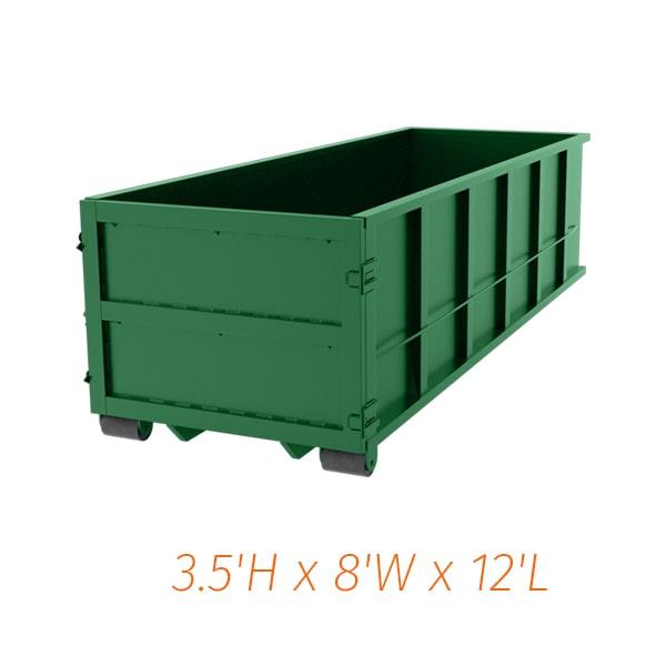 ten yard dumpsters are available for short-term rental